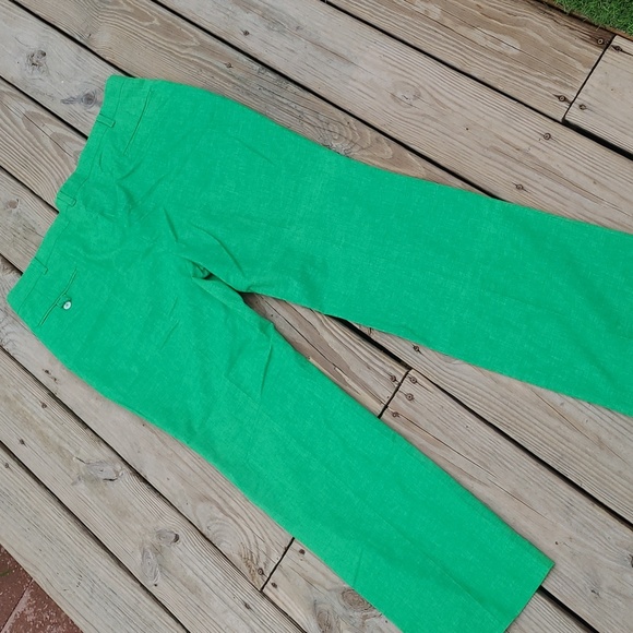 Vintage 60s 70s Bright Grass Green Full Length Fitted Pants No Size Tag - Picture 12 of 17